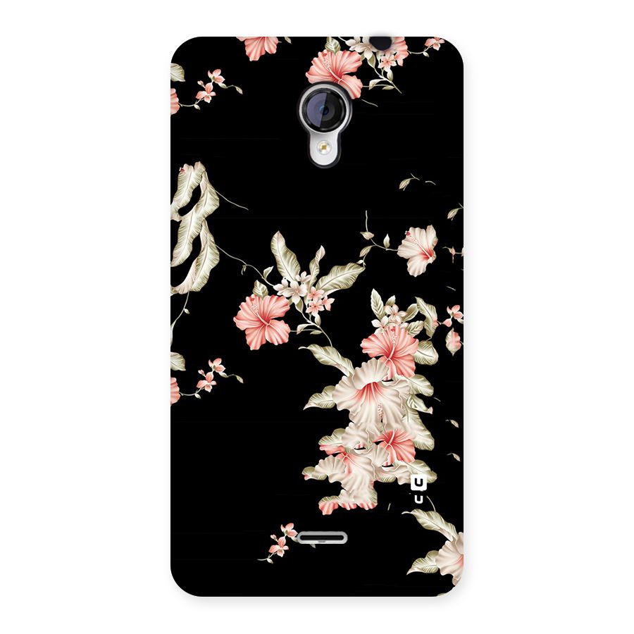 Black Floral Back Case for Micromax Unite 2 A106
