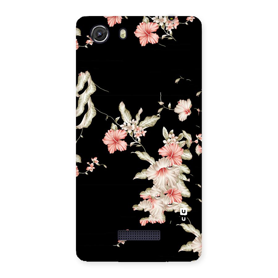Black Floral Back Case for Micromax Unite 3