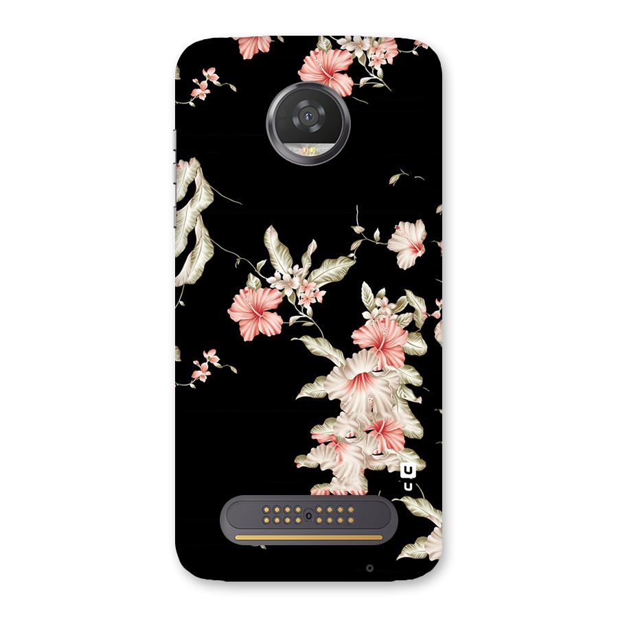 Black Floral Back Case for Moto Z2 Play