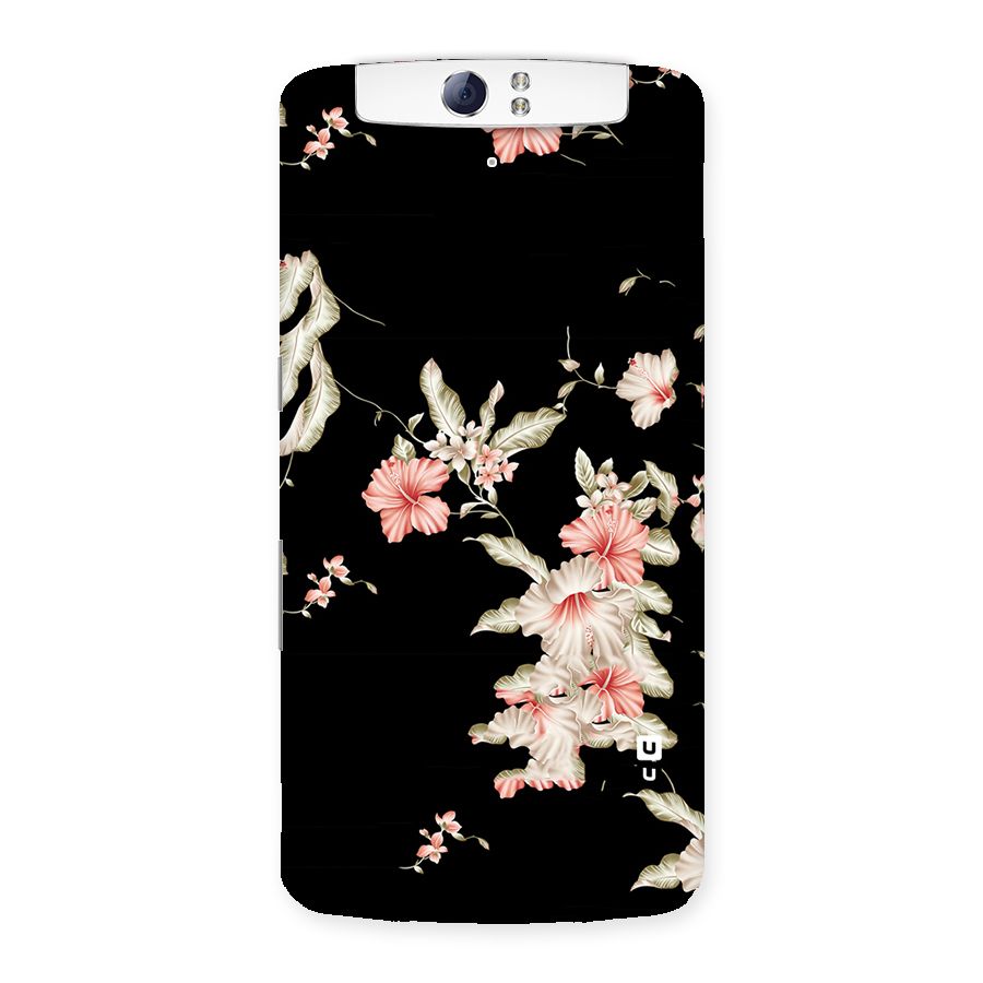 Black Floral Back Case for Oppo N1