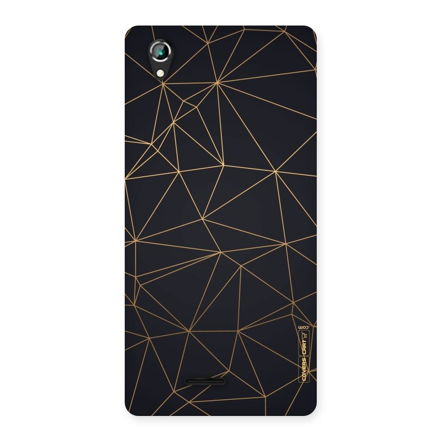 Black Golden Lines Back Case for Lava Iris 800