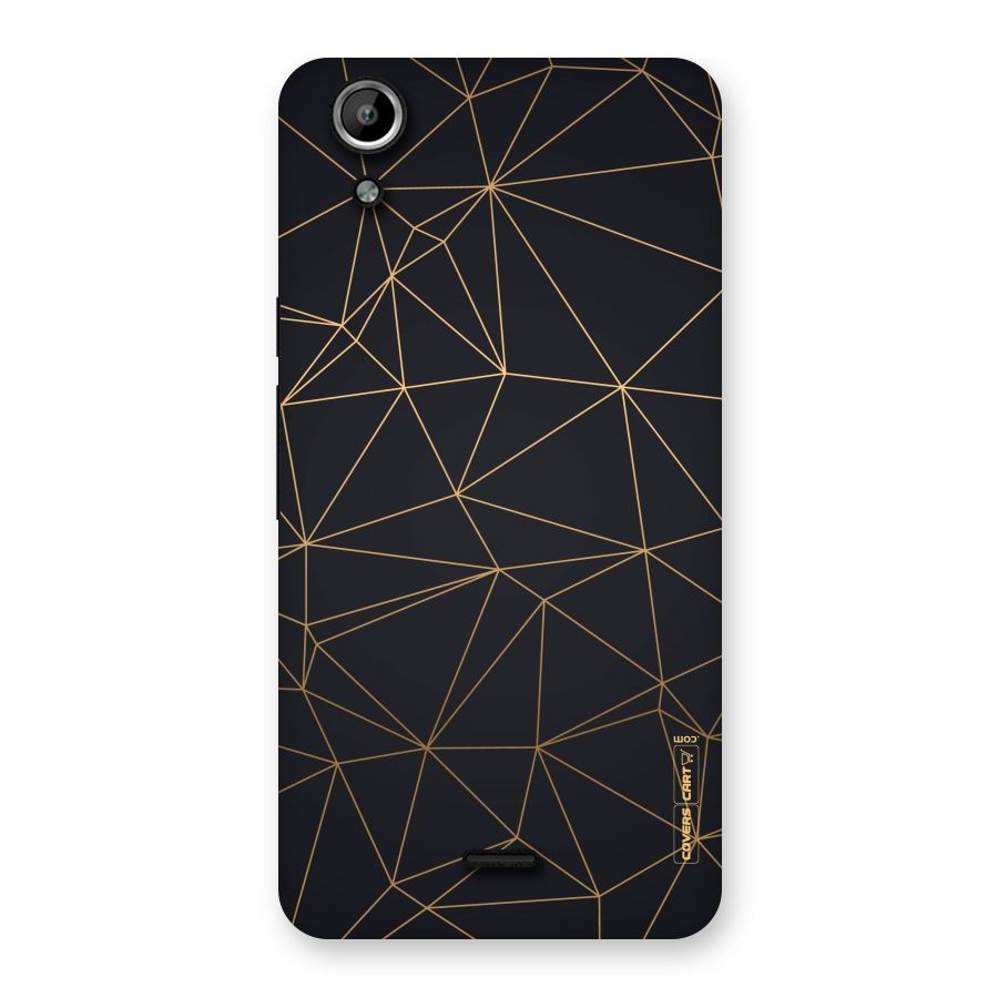 Black Golden Lines Back Case for Micromax Canvas Selfie Lens Q345