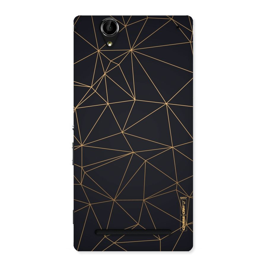 Black Golden Lines Back Case for Sony Xperia T2