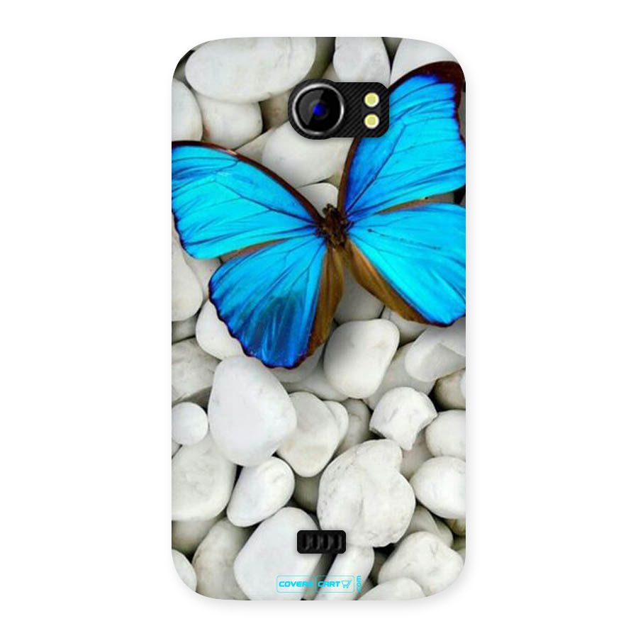 Blue Butterfly Back Case for Micromax Canvas 2 A110