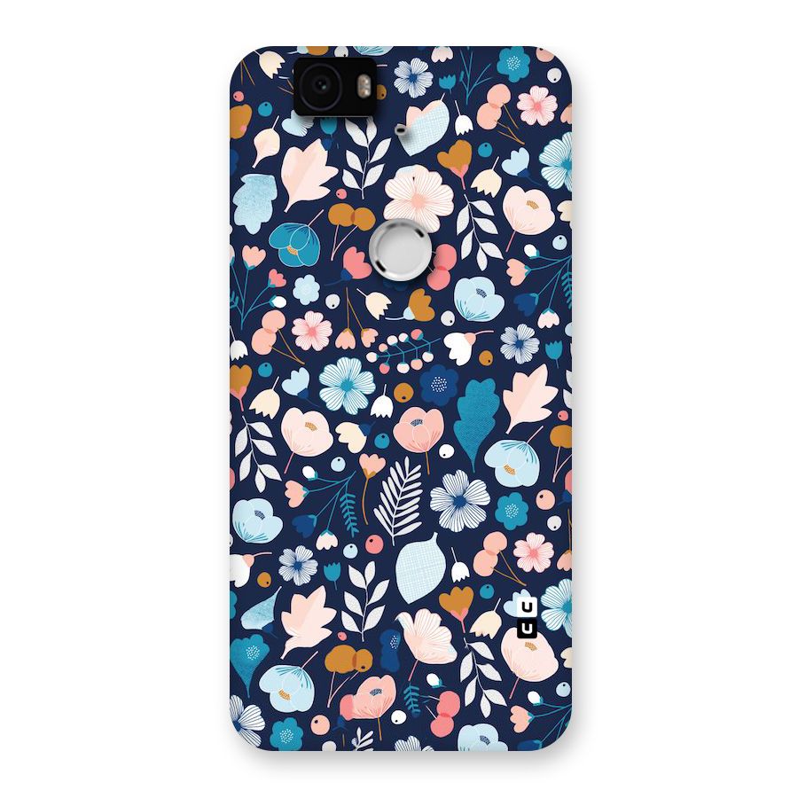 Blue Floral Back Case for Google Nexus-6P