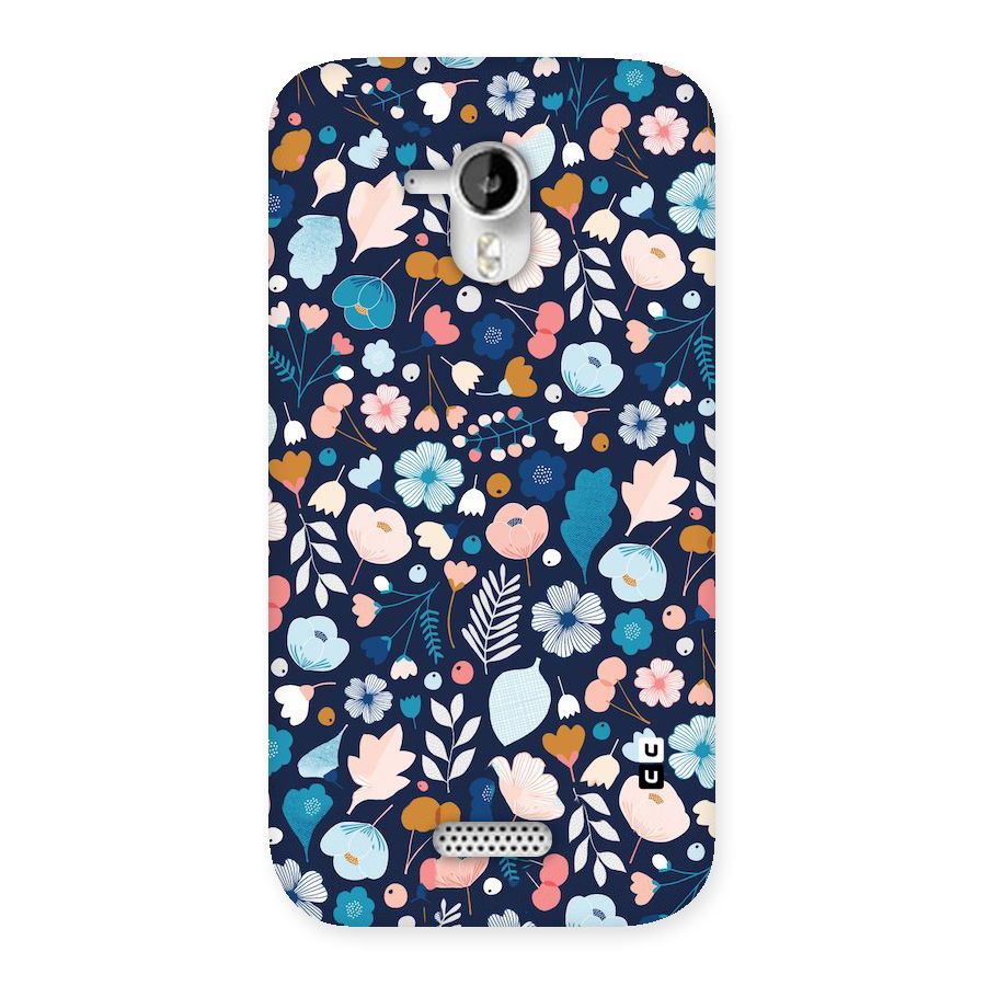 Blue Floral Back Case for Micromax Canvas HD A116