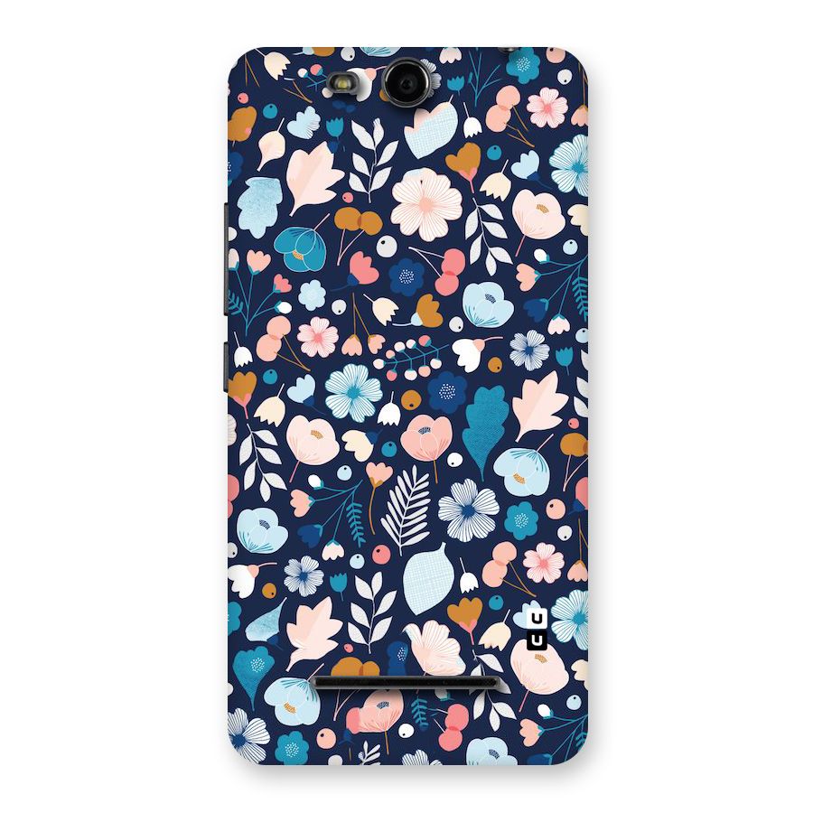 Blue Floral Back Case for Micromax Canvas Juice 3 Q392