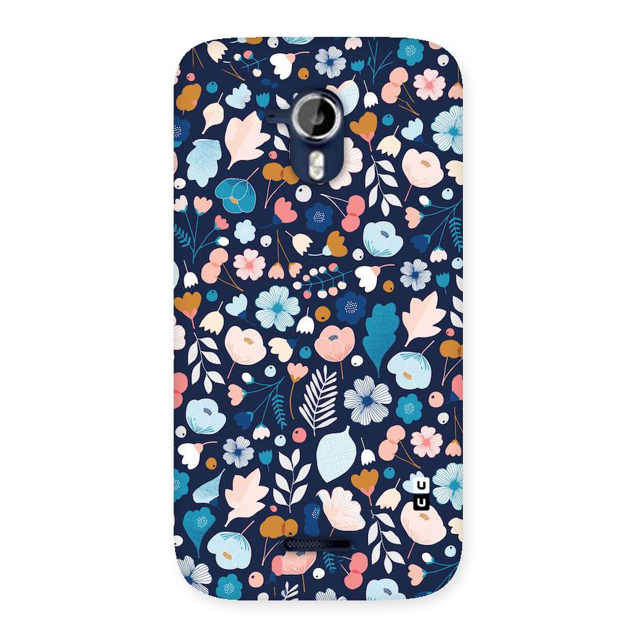 Blue Floral Back Case for Micromax Canvas Magnus A117