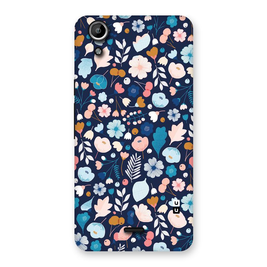 Blue Floral Back Case for Micromax Canvas Selfie Lens Q345