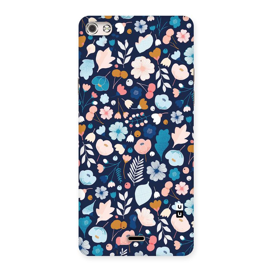 Blue Floral Back Case for Micromax Canvas Silver 5