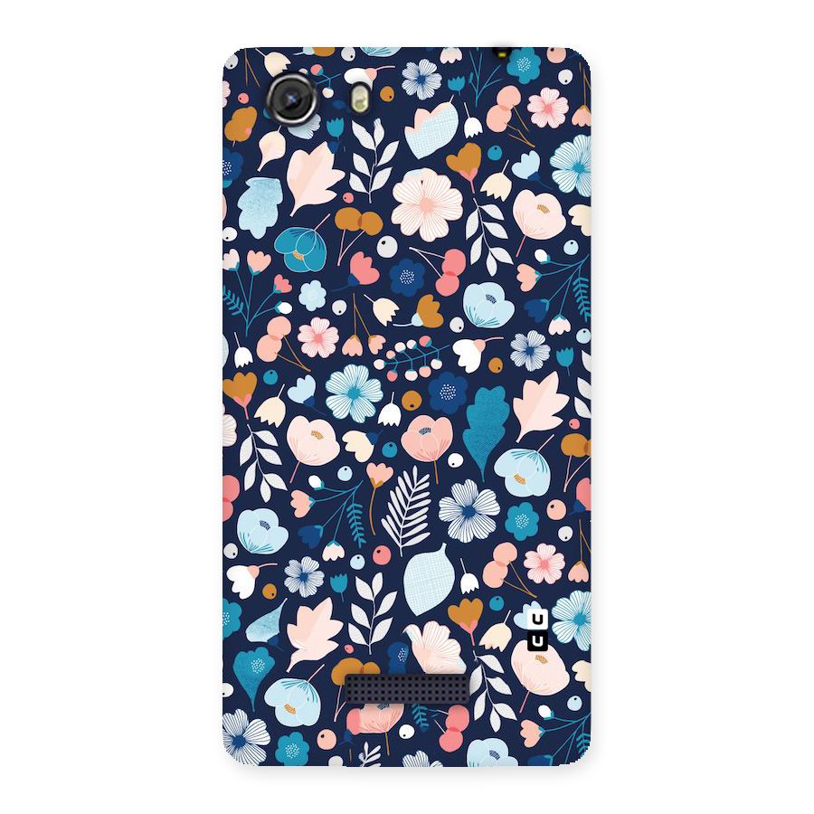 Blue Floral Back Case for Micromax Unite 3