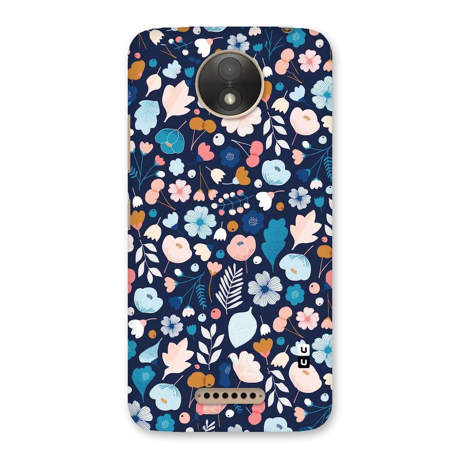 Blue Floral Back Case for Moto C Plus