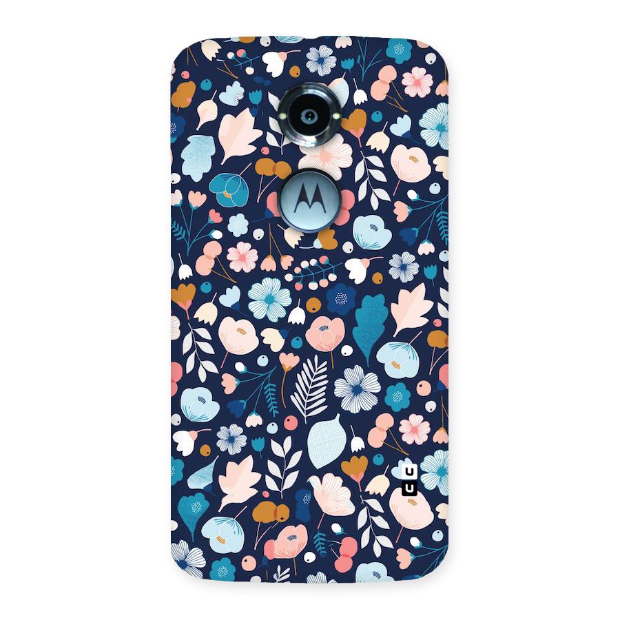 Blue Floral Back Case for Moto X 2nd Gen