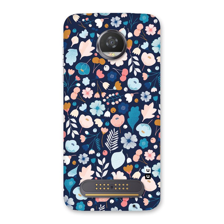 Blue Floral Back Case for Moto Z2 Play