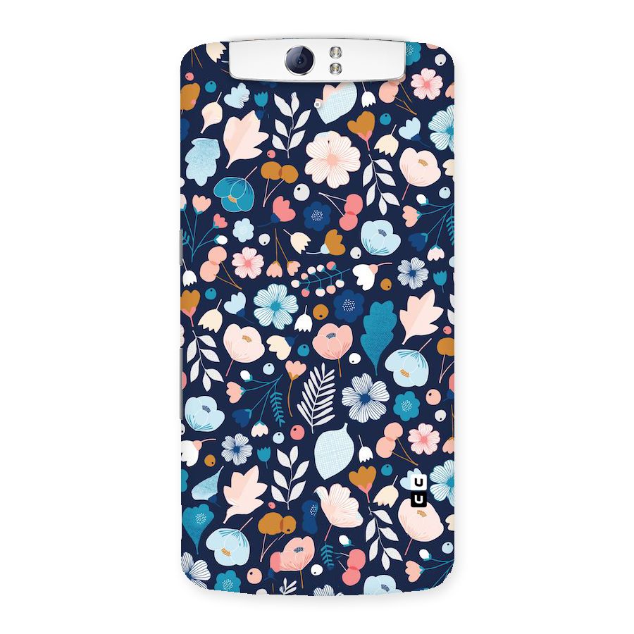 Blue Floral Back Case for Oppo N1