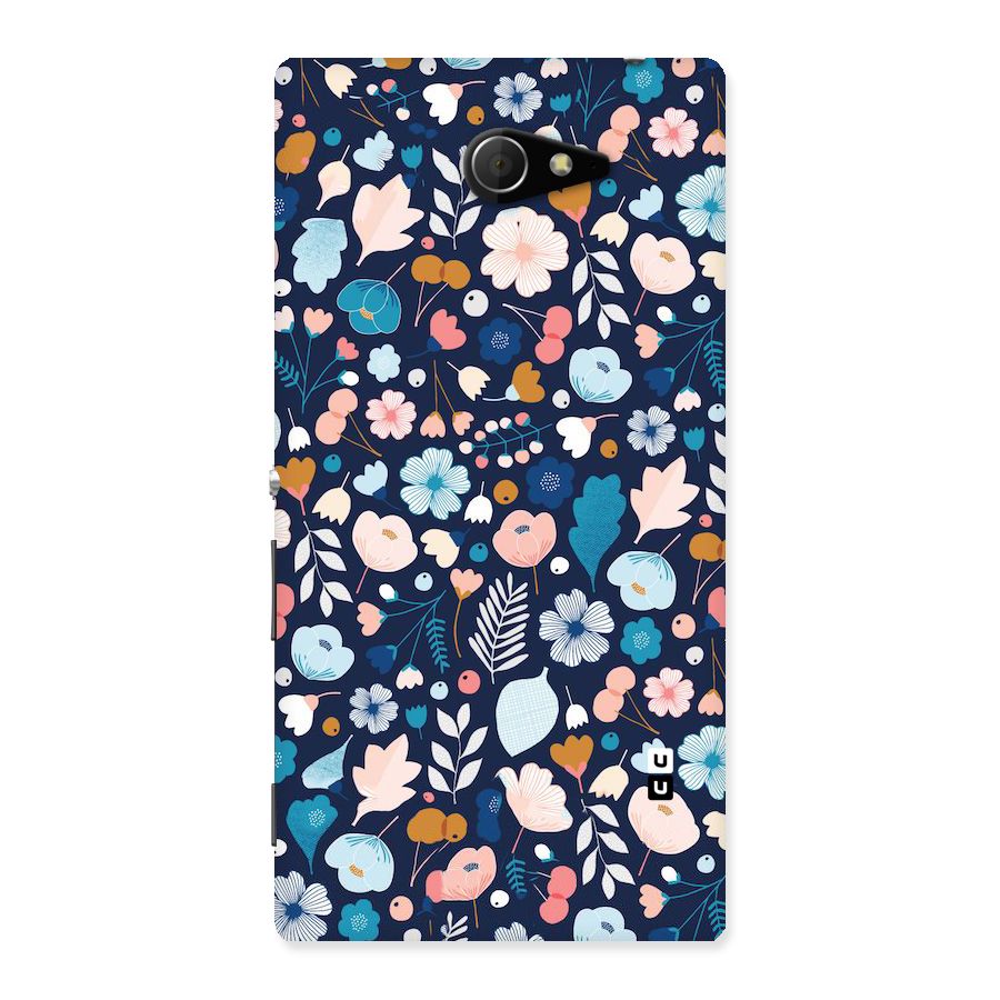 Blue Floral Back Case for Sony Xperia M2