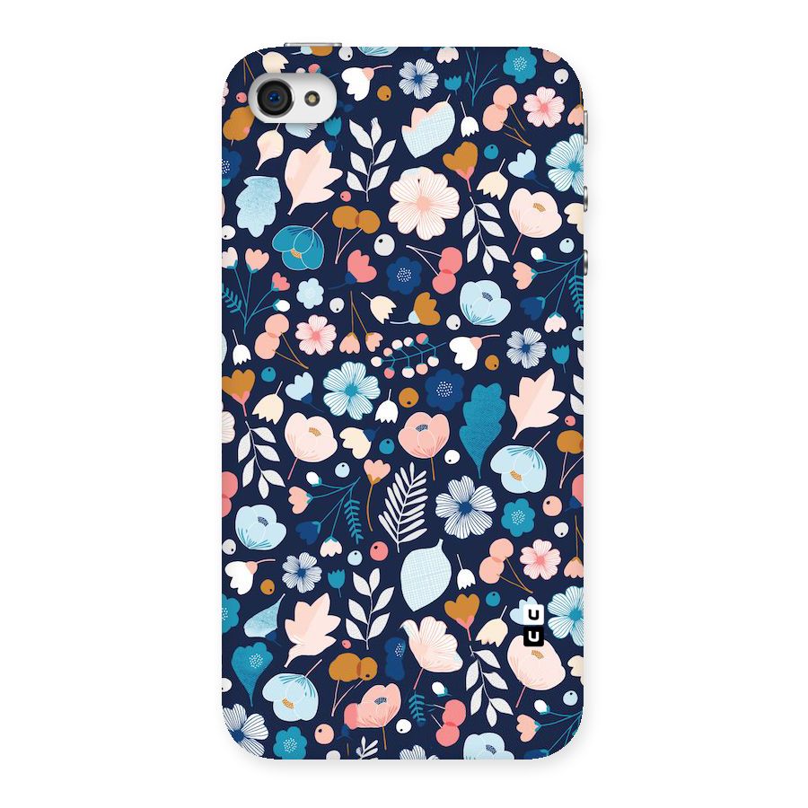 Blue Floral Back Case for iPhone 4 4s