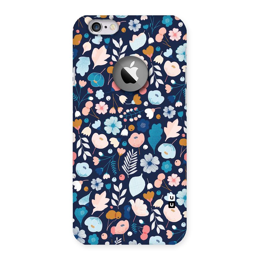 Blue Floral Back Case for iPhone 6 Logo Cut