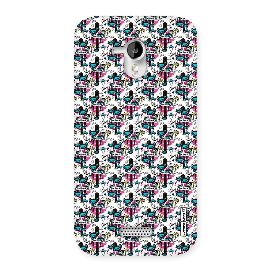 Blue Pink Pattern Back Case for Micromax Canvas HD A116