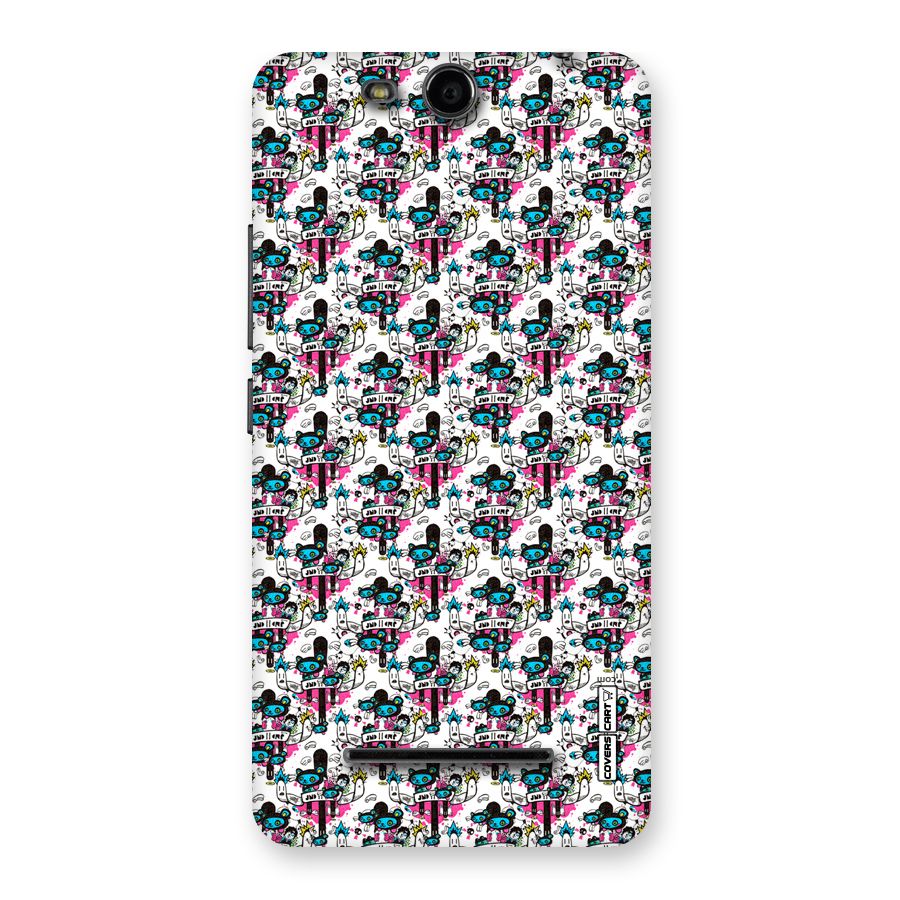 Blue Pink Pattern Back Case for Micromax Canvas Juice 3 Q392