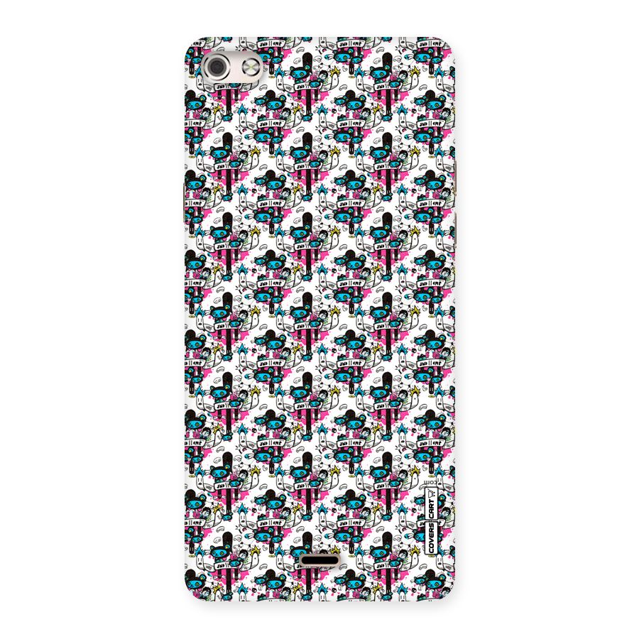 Blue Pink Pattern Back Case for Micromax Canvas Silver 5