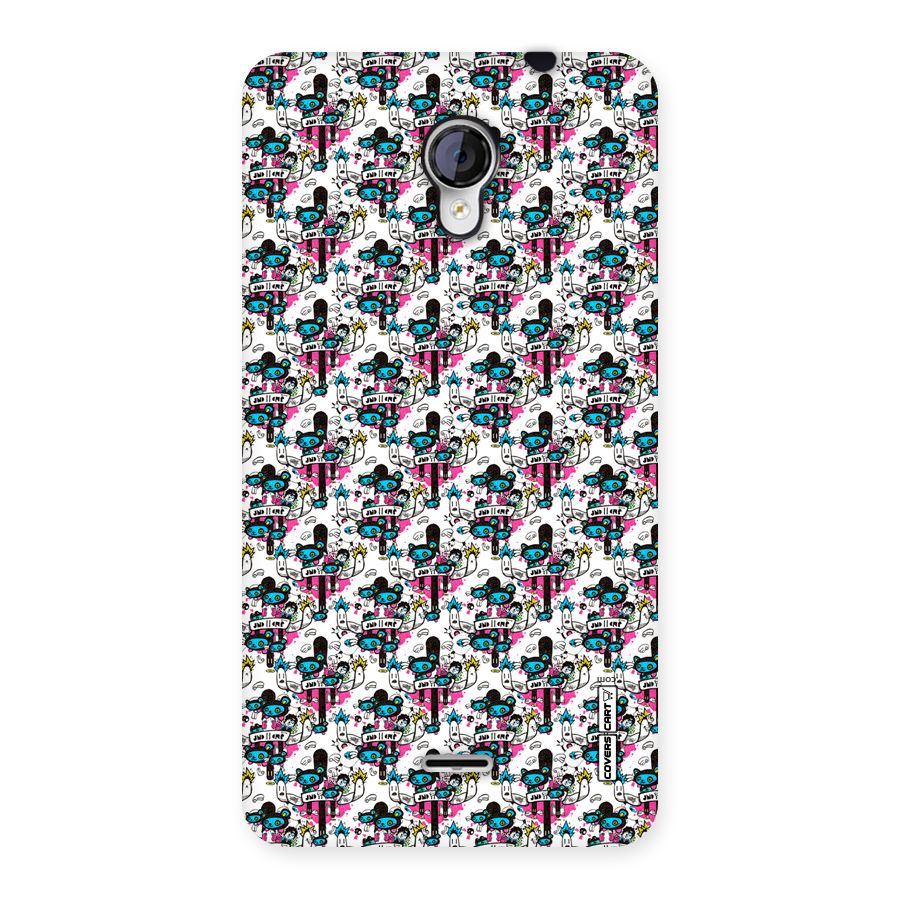Blue Pink Pattern Back Case for Micromax Unite 2 A106