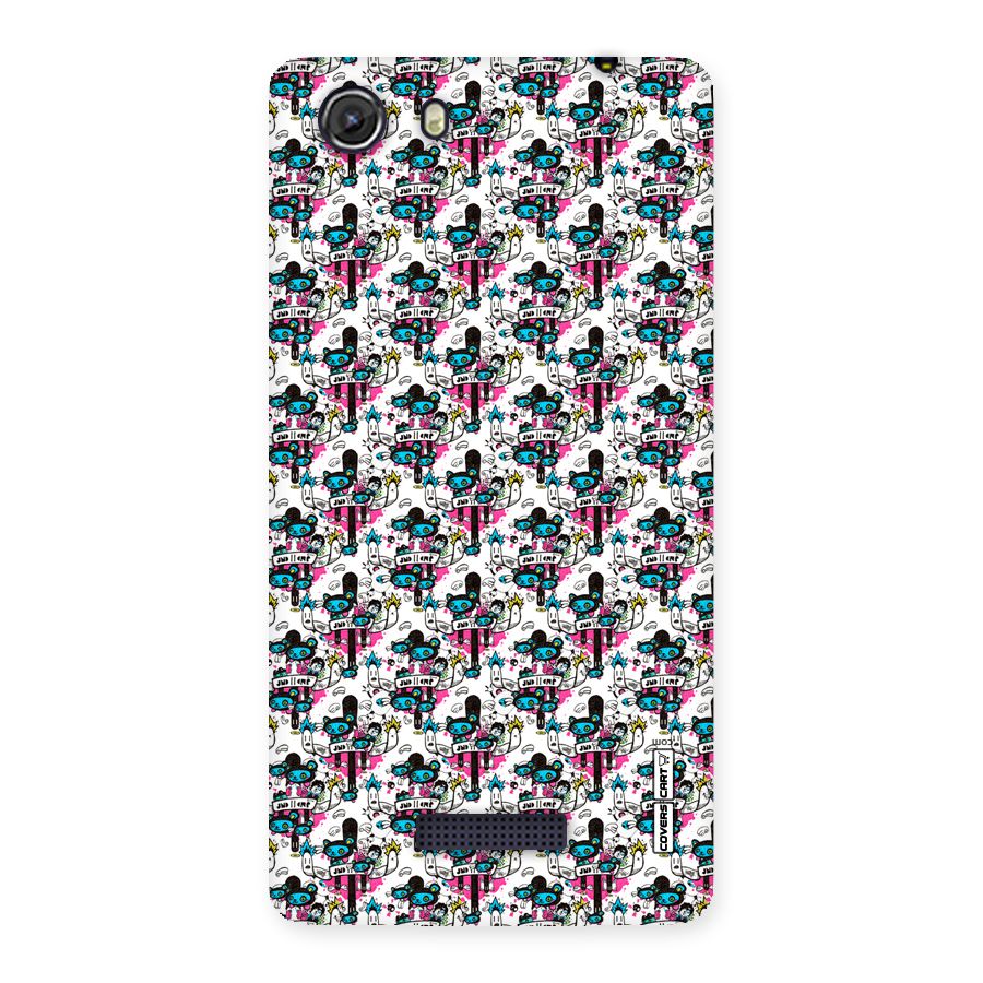 Blue Pink Pattern Back Case for Micromax Unite 3