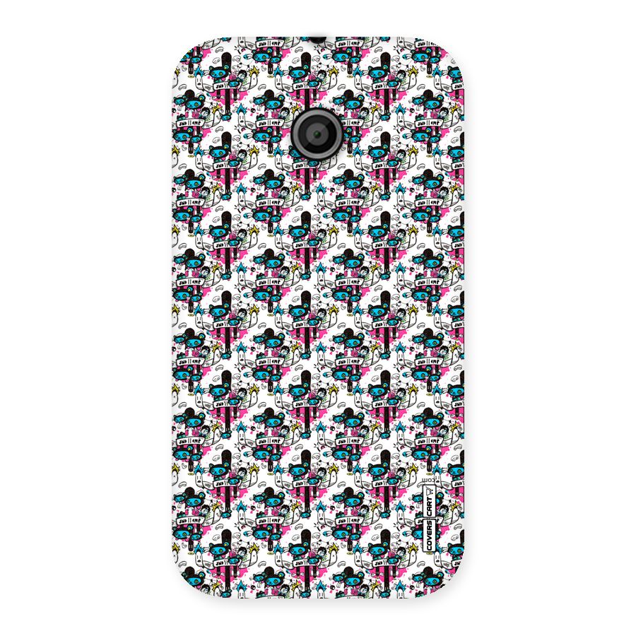 Blue Pink Pattern Back Case for Moto E