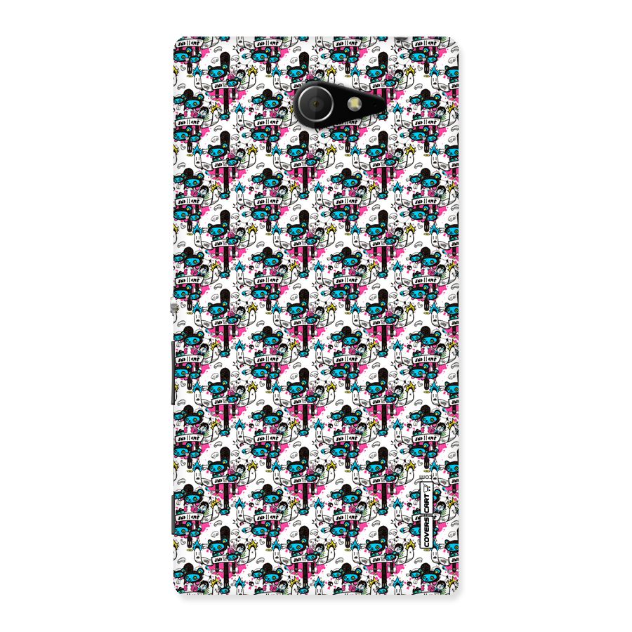 Blue Pink Pattern Back Case for Sony Xperia M2