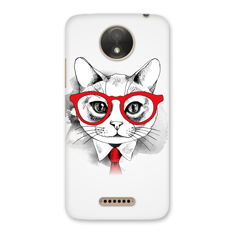 Business Cat Back Case for Moto C Plus