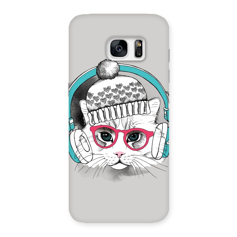 Cat Headphones Back Case for Galaxy S7 Edge