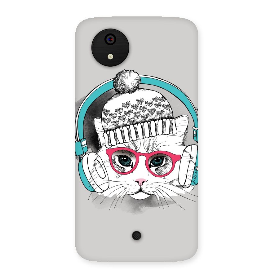 Cat Headphones Back Case for Micromax Canvas A1