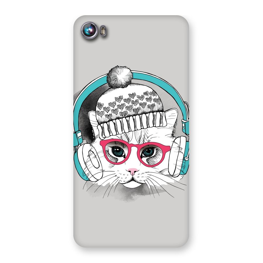 Cat Headphones Back Case for Micromax Canvas Fire 4 A107