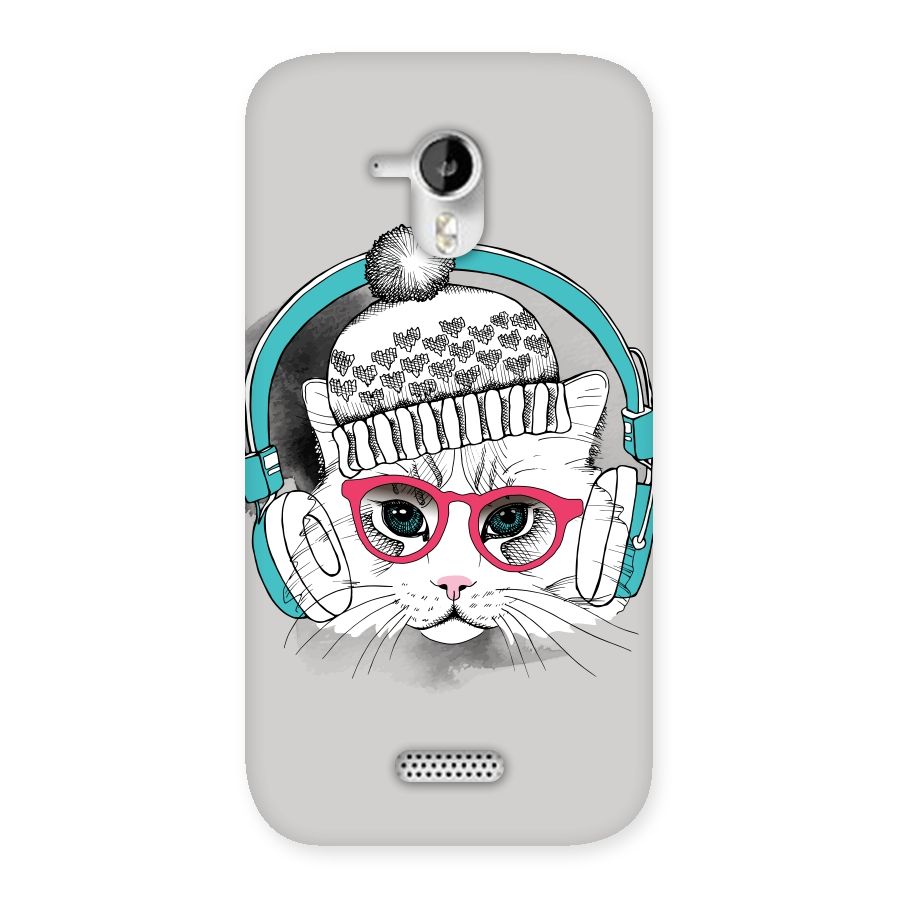 Cat Headphones Back Case for Micromax Canvas HD A116