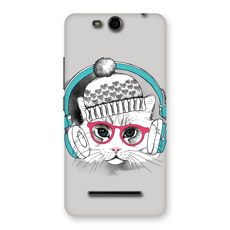 Cat Headphones Back Case for Micromax Canvas Juice 3 Q392