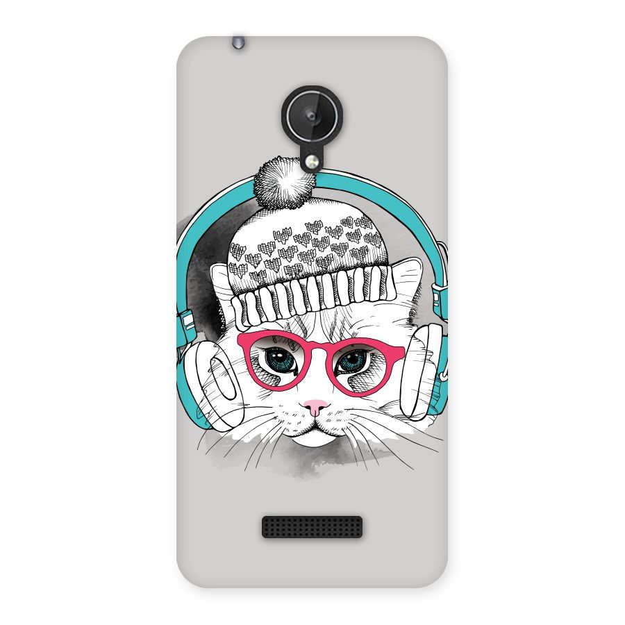 Cat Headphones Back Case for Micromax Canvas Spark Q380