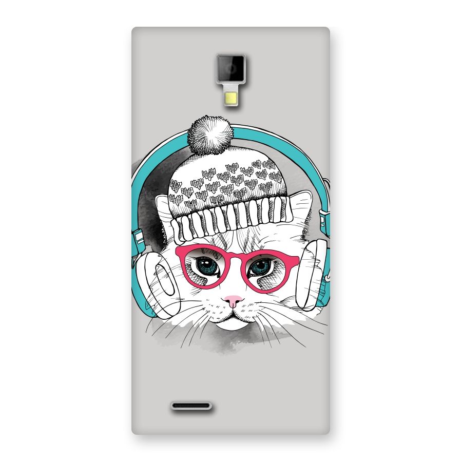 Cat Headphones Back Case for Micromax Canvas Xpress A99