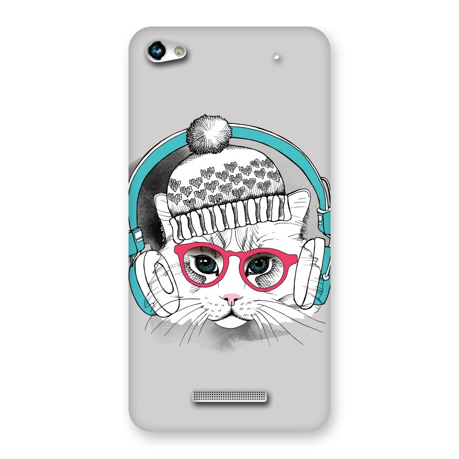 Cat Headphones Back Case for Micromax Hue 2