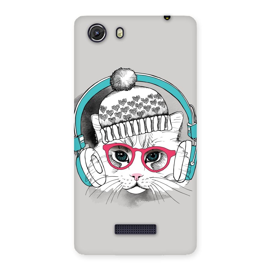 Cat Headphones Back Case for Micromax Unite 3