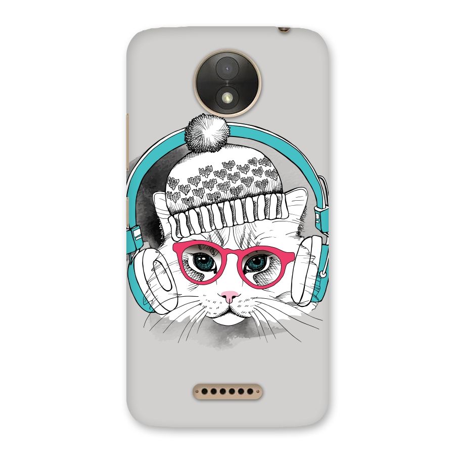 Cat Headphones Back Case for Moto C Plus