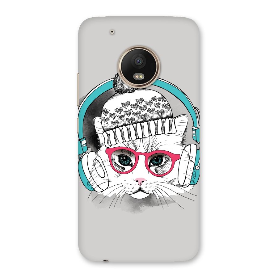 Cat Headphones Back Case for Moto G5 Plus