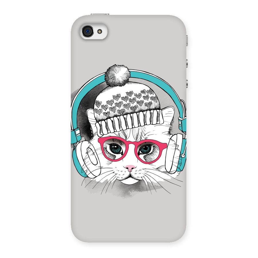 Cat Headphones Back Case for iPhone 4 4s