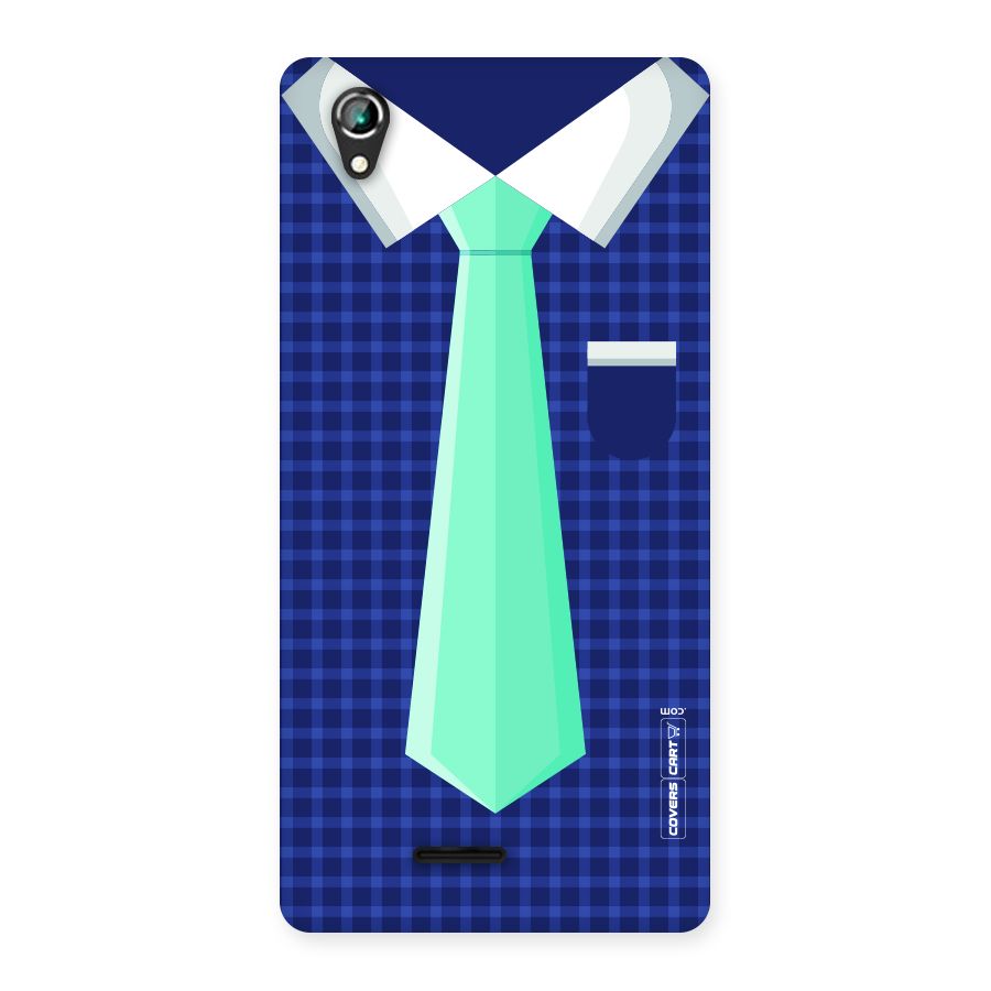 Checked Shirt Tie Back Case for Lava Iris 800