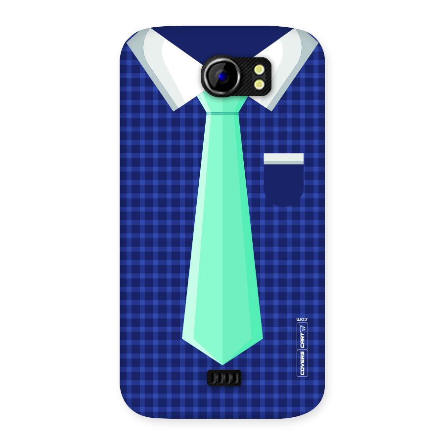 Checked Shirt Tie Back Case for Micromax Canvas 2 A110