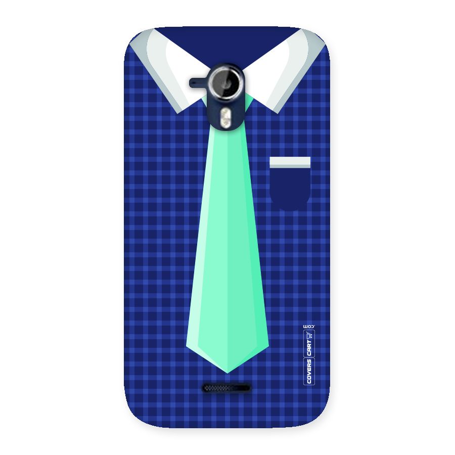 Checked Shirt Tie Back Case for Micromax Canvas Magnus A117