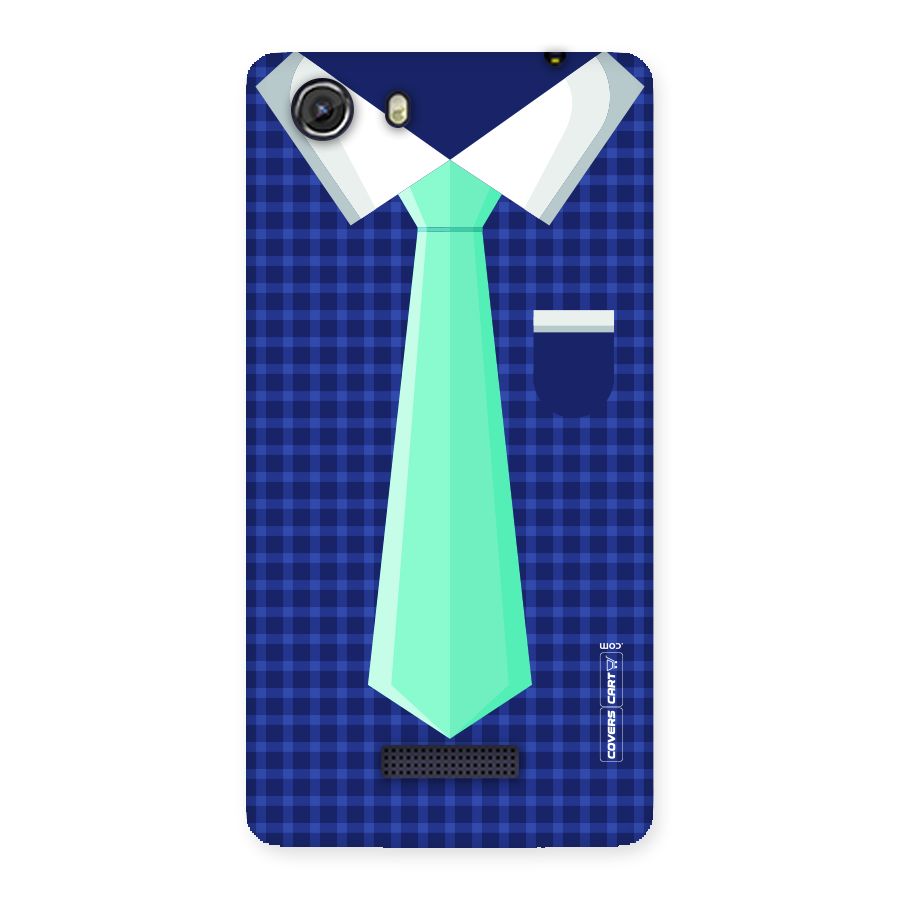 Checked Shirt Tie Back Case for Micromax Unite 3