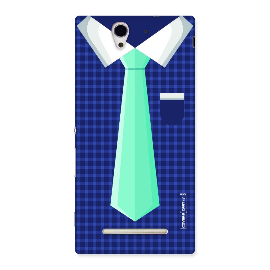 Checked Shirt Tie Back Case for Sony Xperia C3