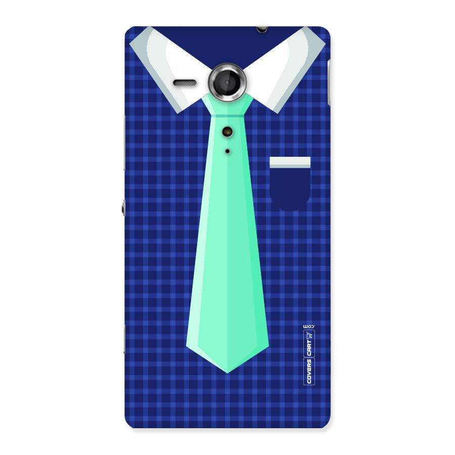 Checked Shirt Tie Back Case for Sony Xperia SP