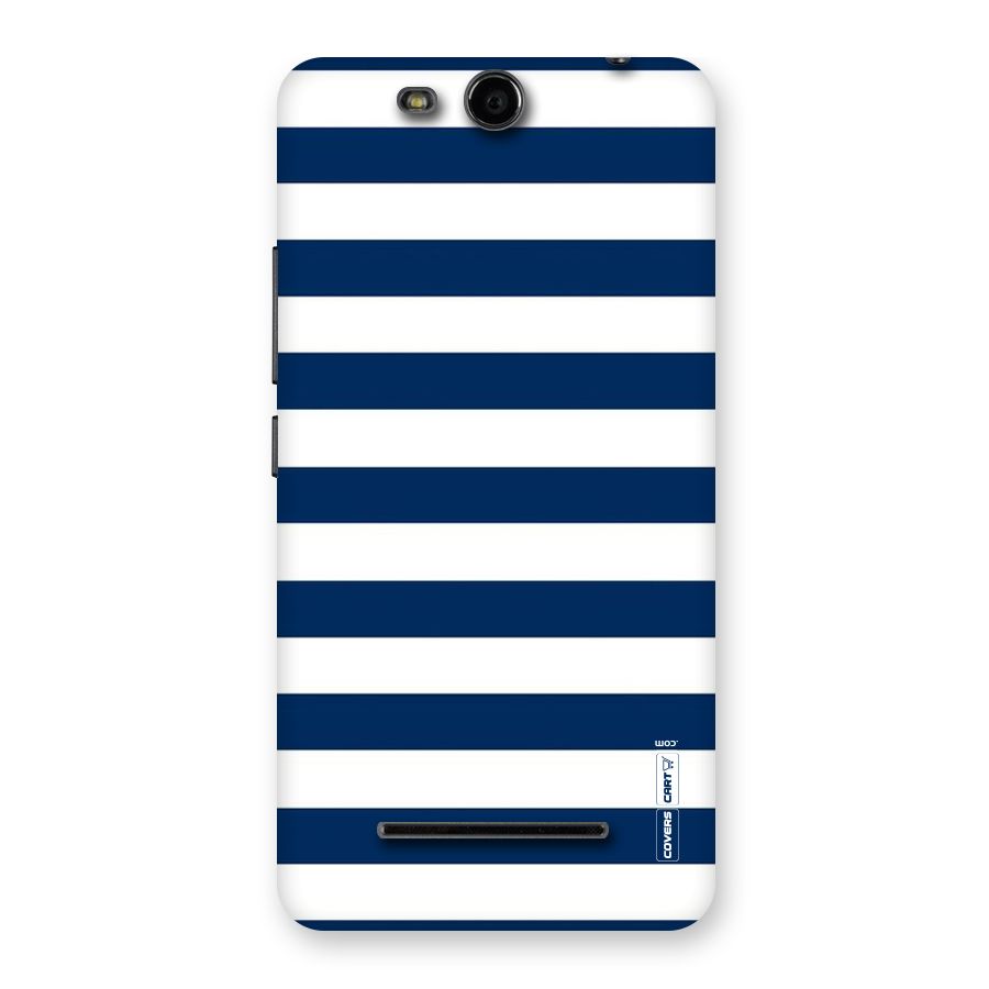 Classic Blue White Stripes Back Case for Micromax Canvas Juice 3 Q392