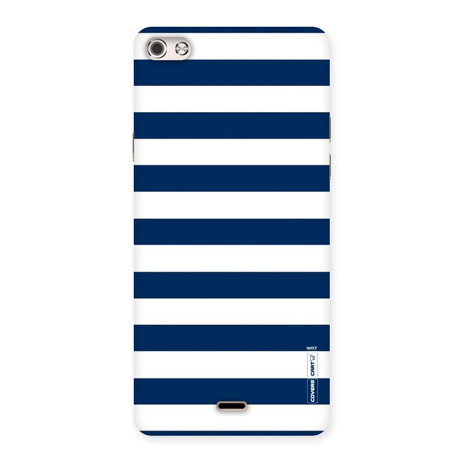 Classic Blue White Stripes Back Case for Micromax Canvas Silver 5
